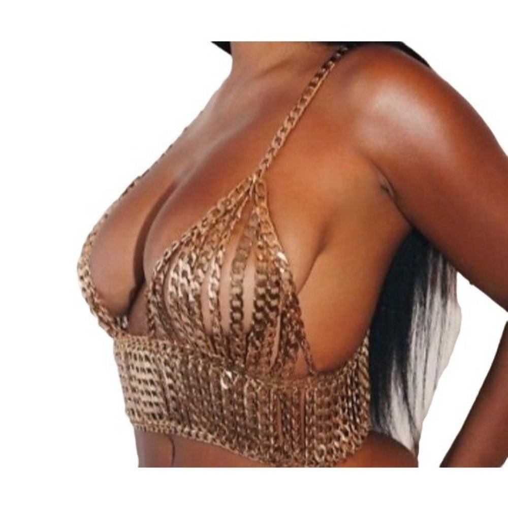 TWO LEFT CHUNKY GOLD RAVE CLUB FESTIVAL CHAIN HARNESS